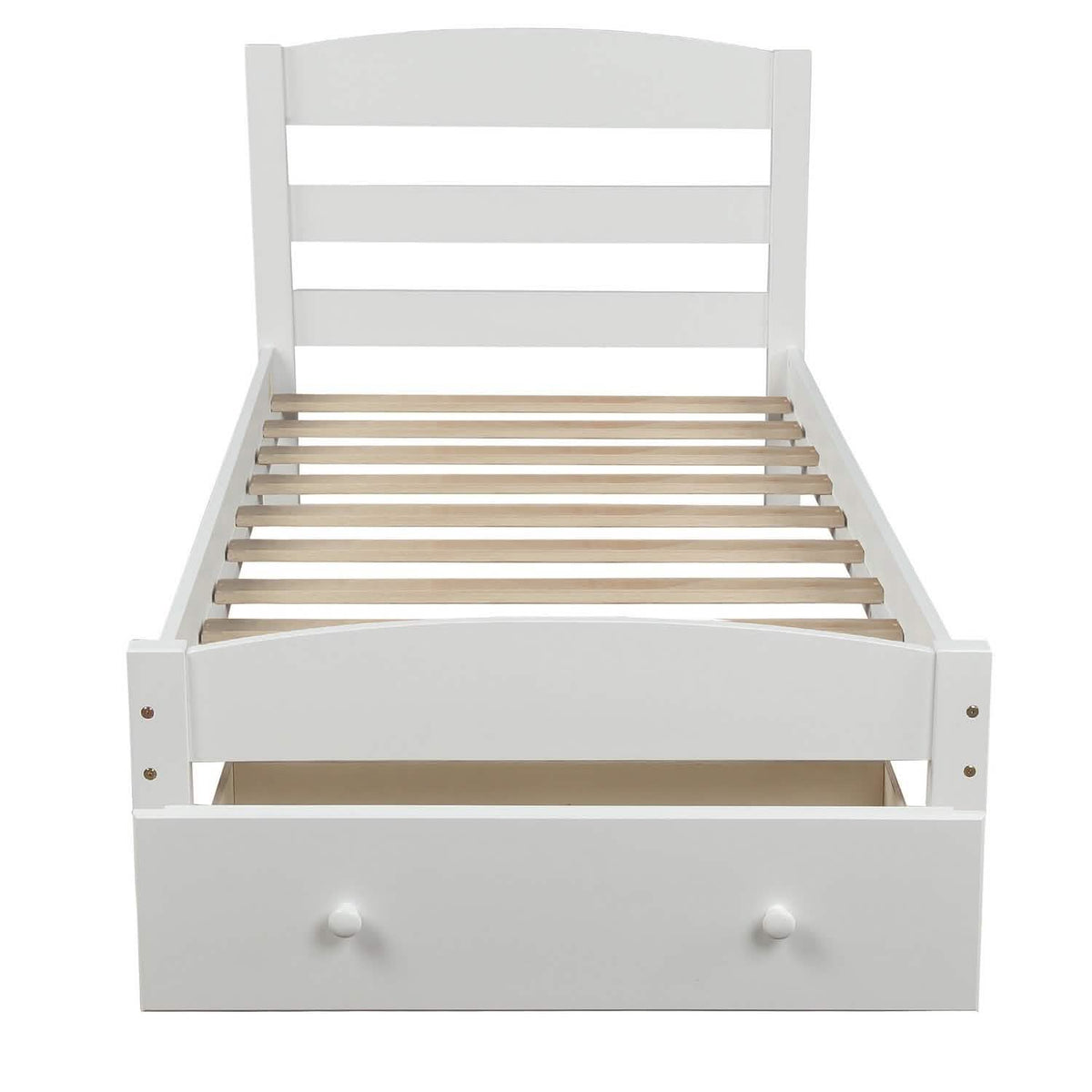 Twin Platform Bed Frame with Storage Drawer Headboard