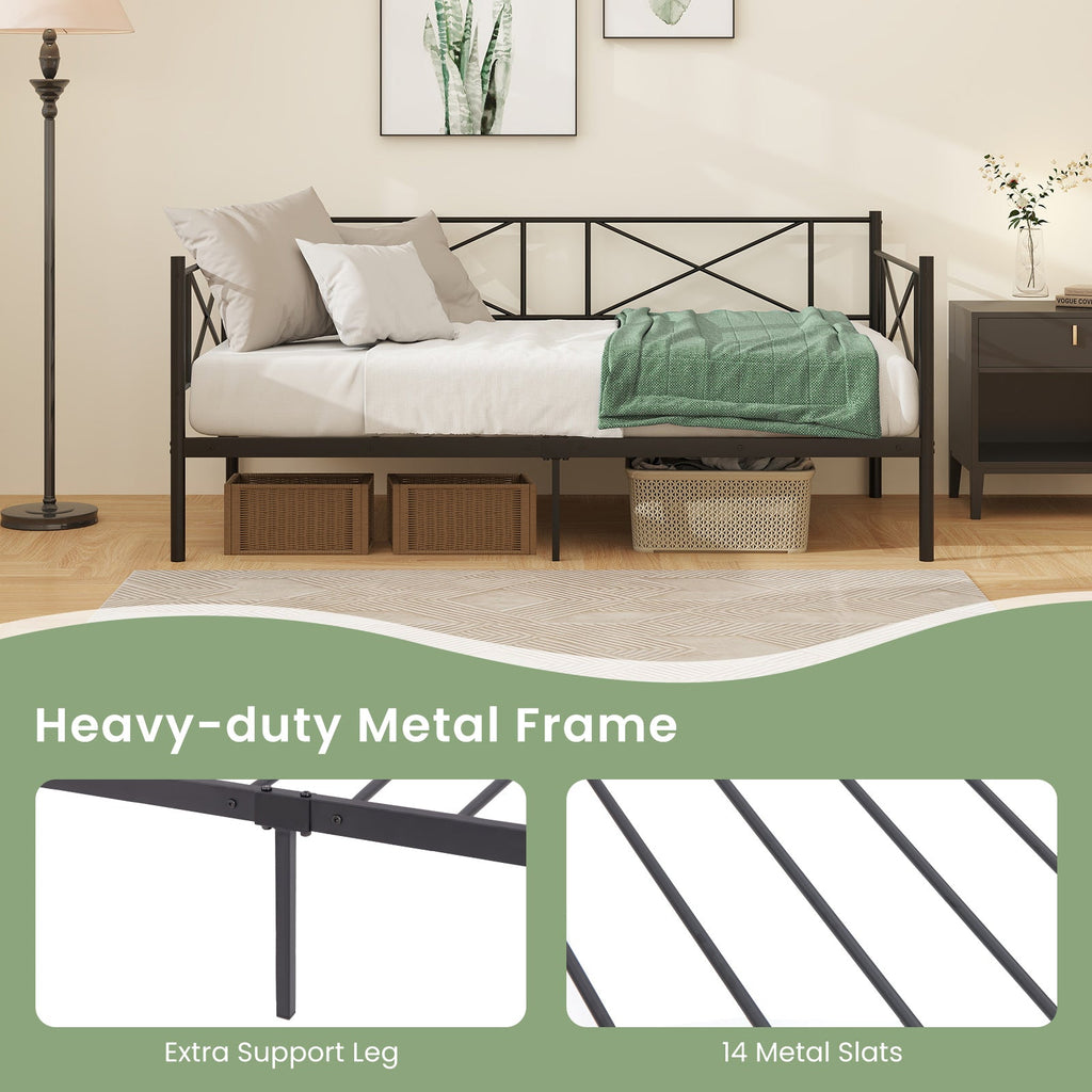 Twin Size Platform Bed with Heavy-duty Metal Slat Support