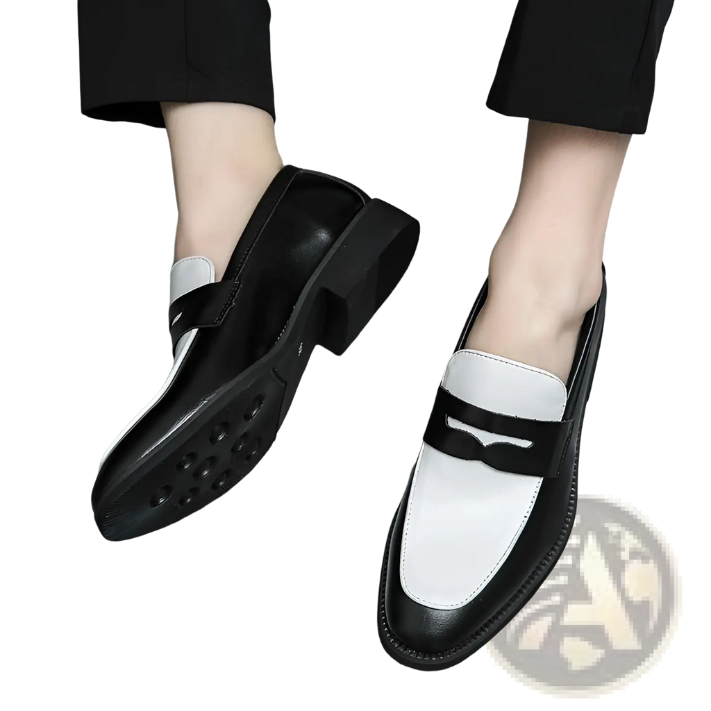 Two-tone Leather Loafers Casual Slip-on Shoes