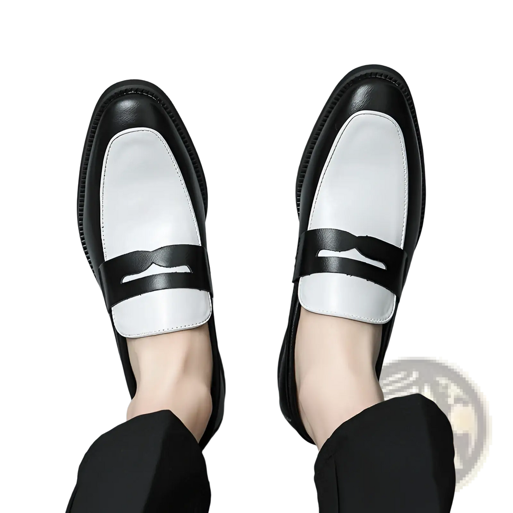 Two-tone Leather Loafers Casual Slip-on Shoes
