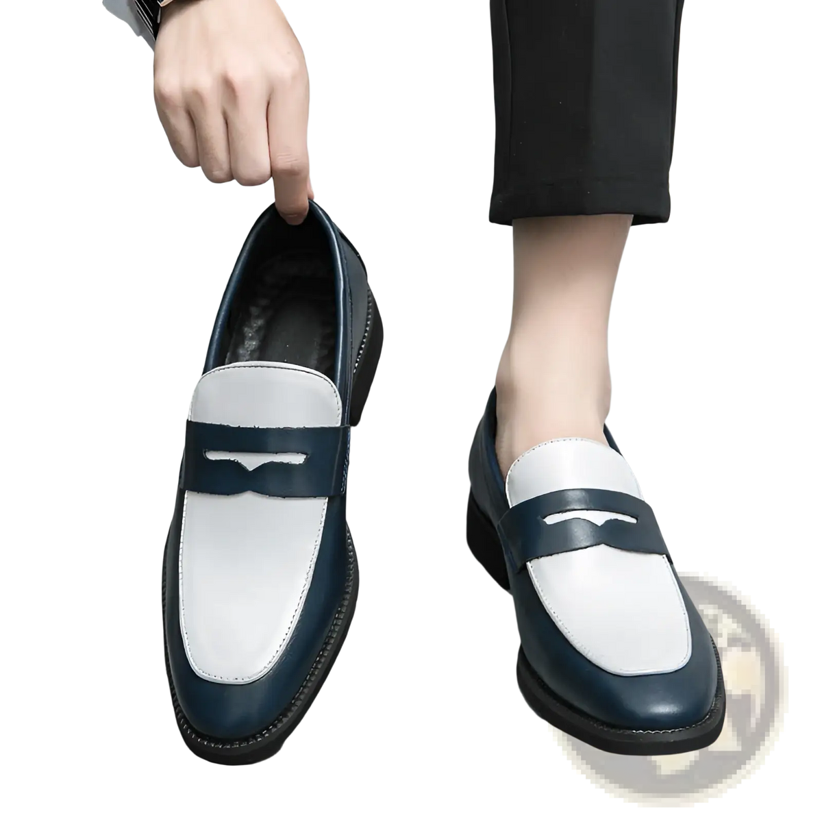 Two-tone Leather Loafers Casual Slip-on Shoes