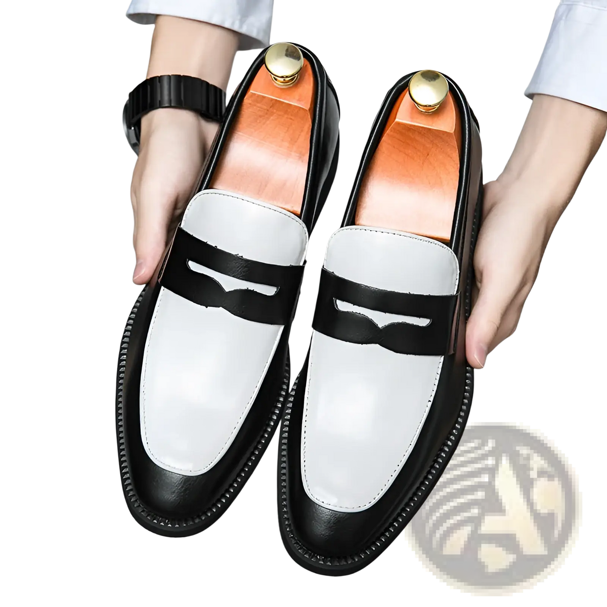 Two-tone Leather Loafers Casual Slip-on Shoes