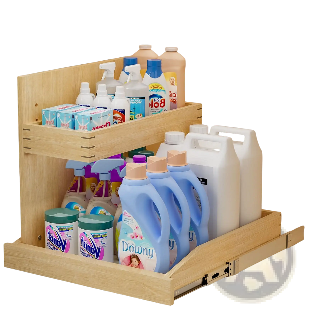 Under Sink Organizer 2 Tier Wood Pull out Drawer 19.5w