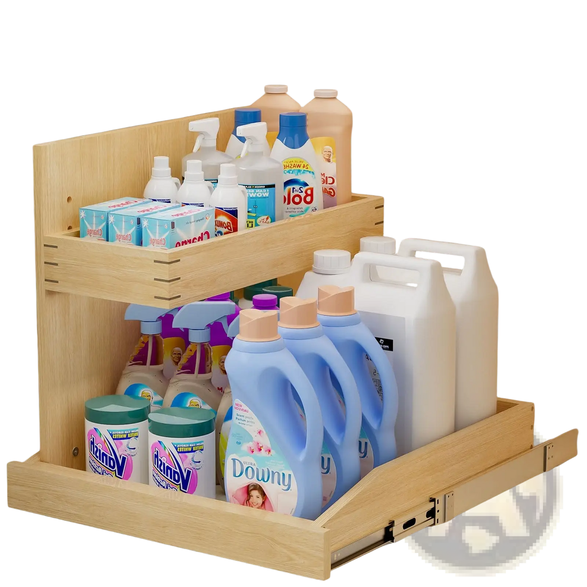 Under Sink Organizer 2 Tier Wood Pull out Drawer 19.5w