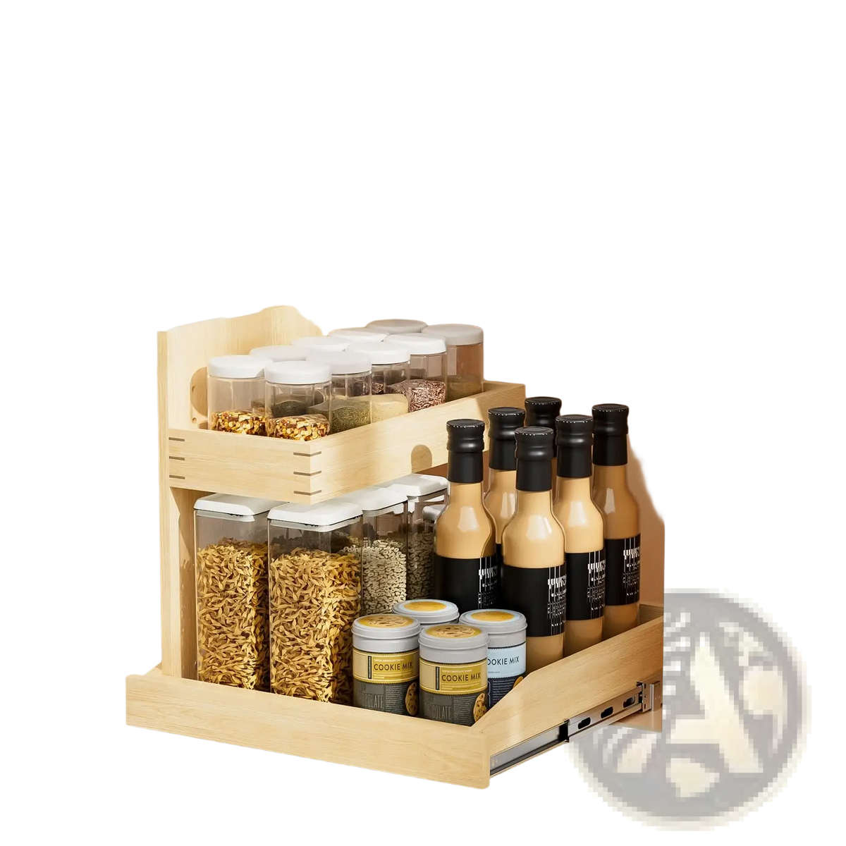 Under Sink Organizer 2 Tier Wood Pull out Drawer 19.5w