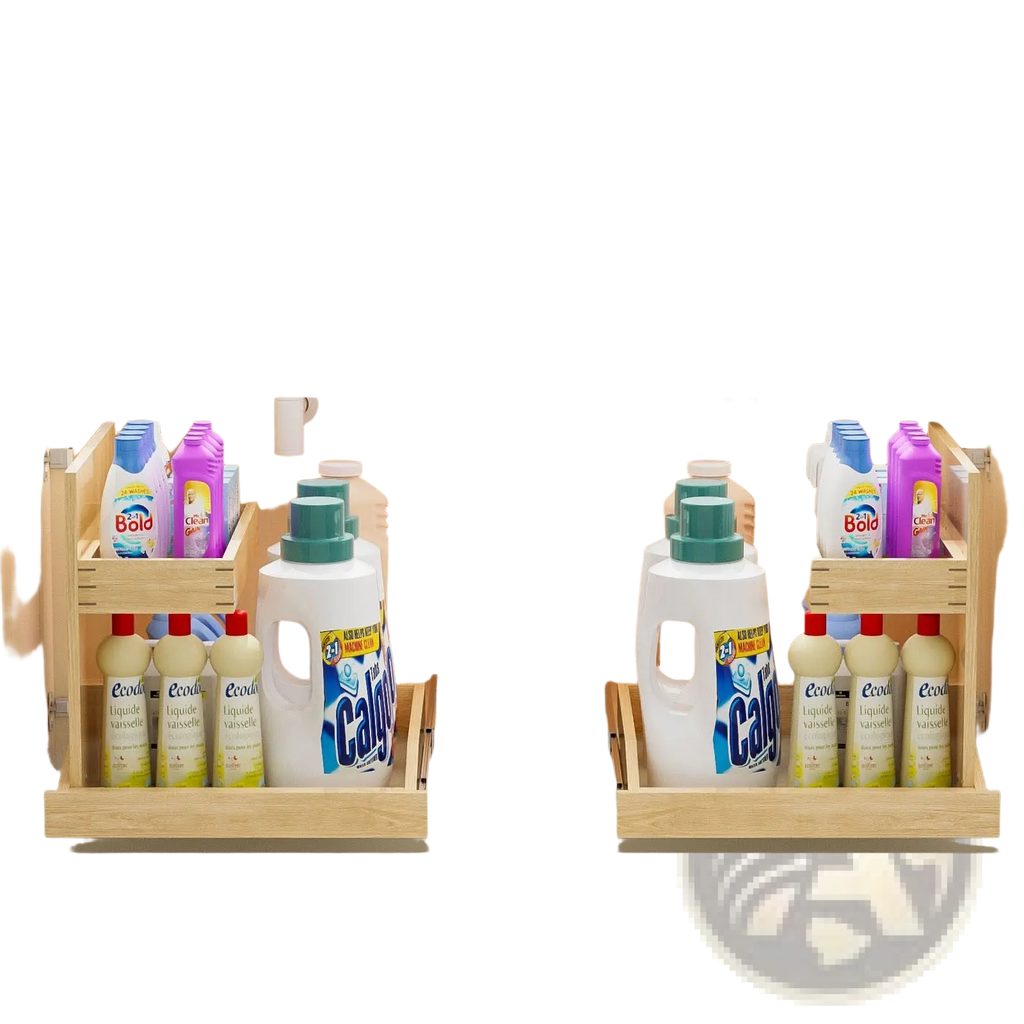 Under Sink Organizer 2 Tier Wood Pull out Drawer 19.5w