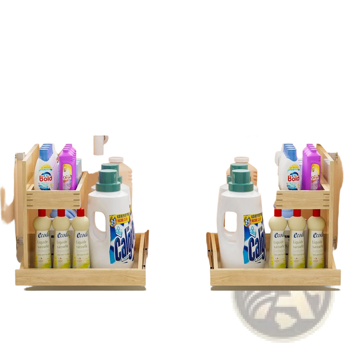 Under Sink Organizer 2 Tier Wood Pull out Drawer 19.5w