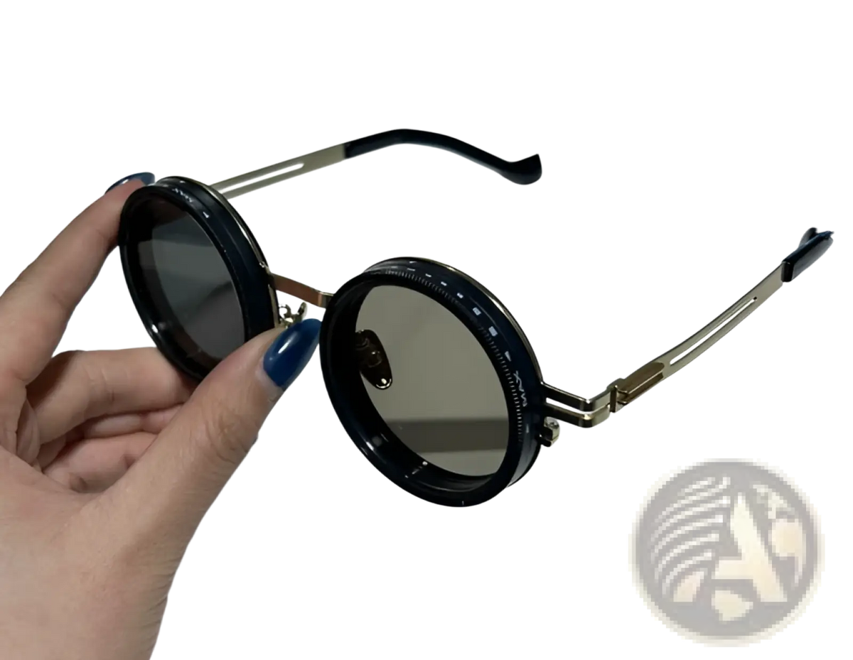 Unisex Round Uv Resistant Sunglasses with Metallic Frames