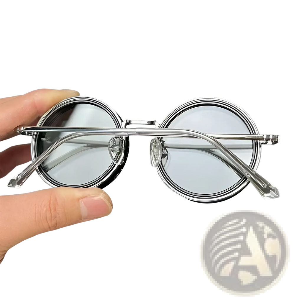 Unisex Round Uv Resistant Sunglasses with Metallic Frames