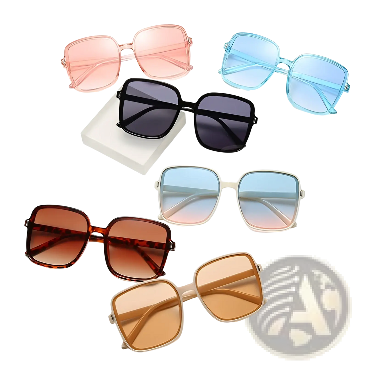 Vintage Square Gradient Uv Protection Fashion Sunglasses