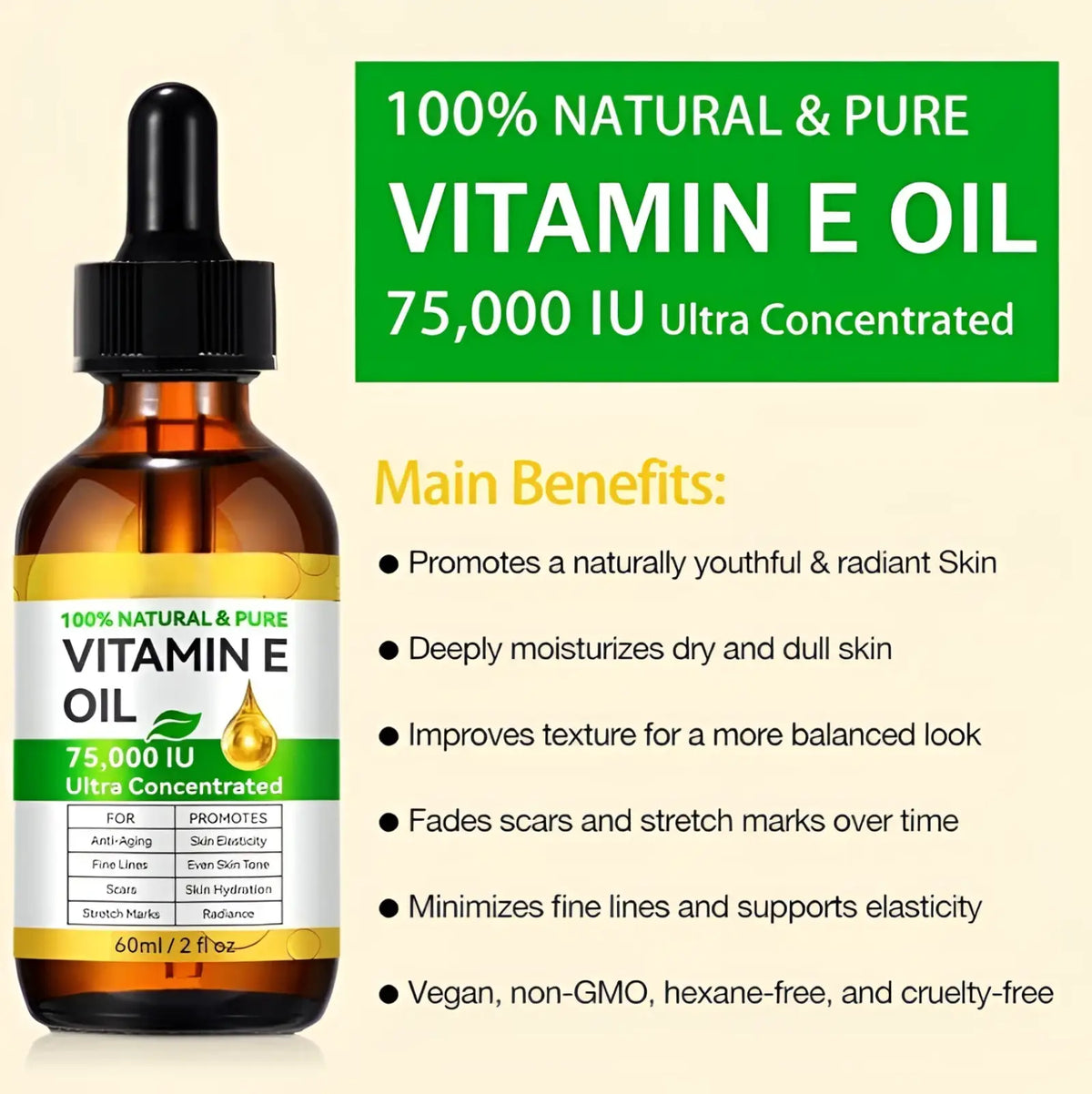 Vitamin e Oil 75,000 Iu Ultra Concentrated 60ml