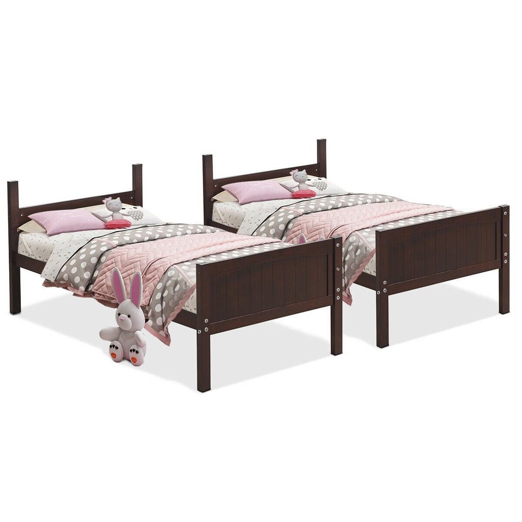 Twin Size Wooden Bunk Beds Convertible 2 Individual Beds