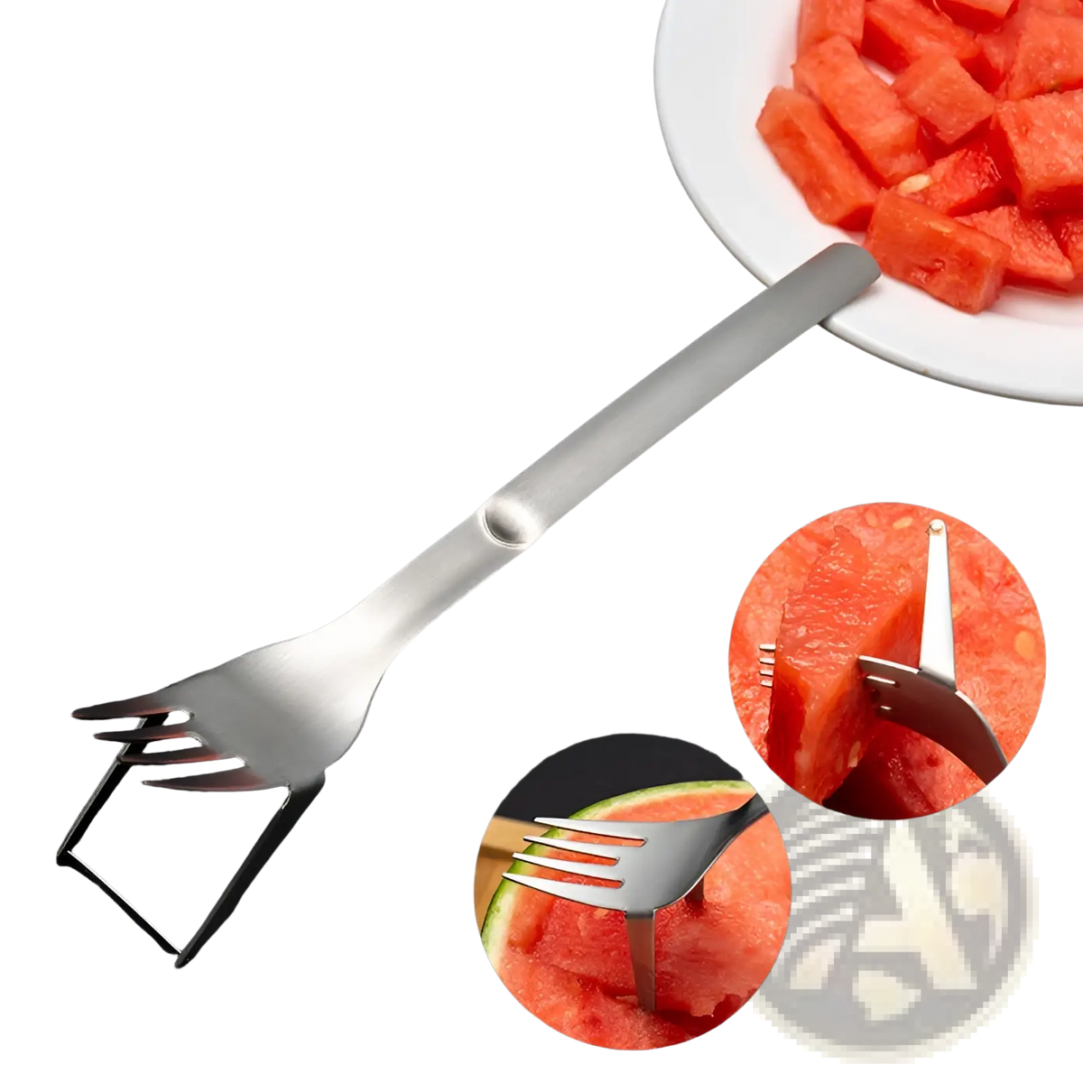 Watermelon Slicer Fork Stainless Steel Cutter 2-in-1