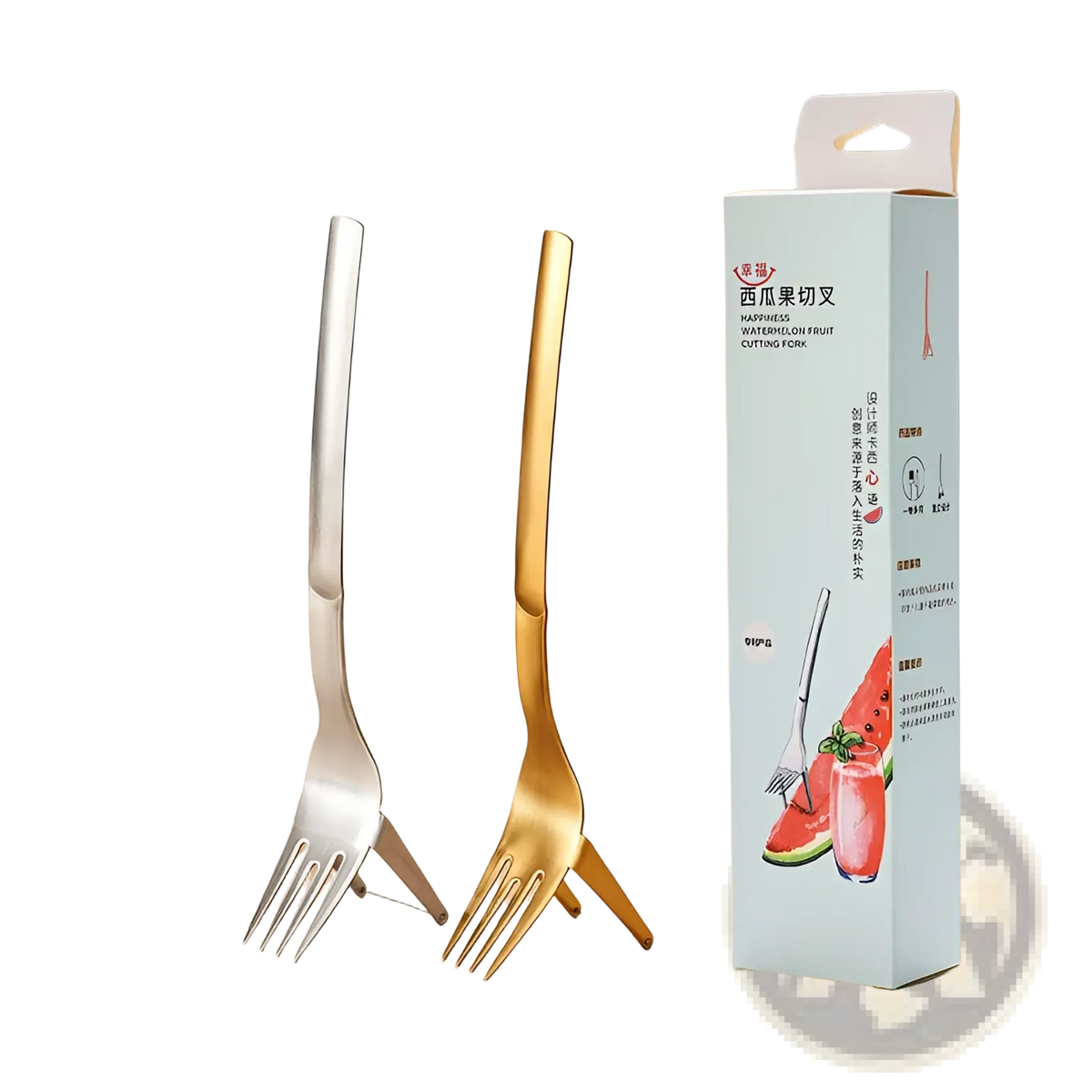Watermelon Slicer Fork Stainless Steel Cutter 2-in-1