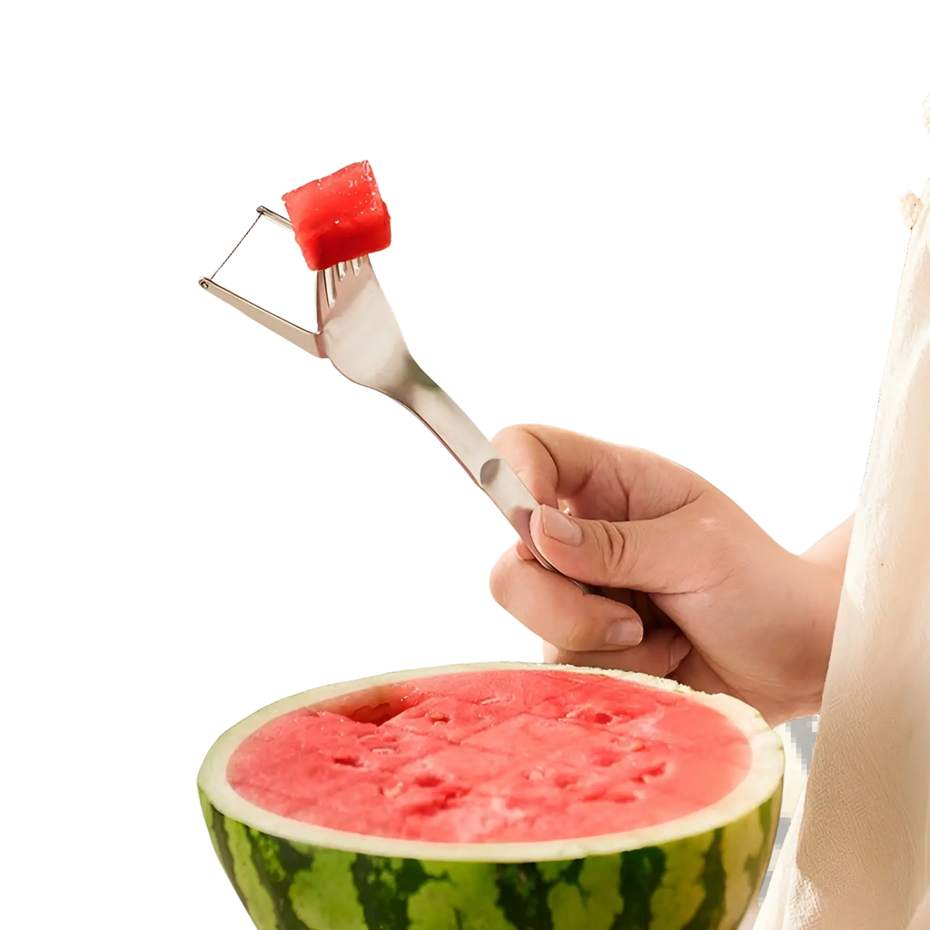 Watermelon Slicer Fork Stainless Steel Cutter 2-in-1