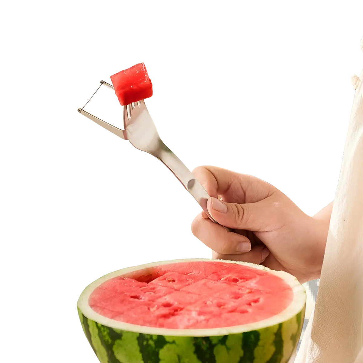 Watermelon Slicer Fork Stainless Steel Cutter 2-in-1