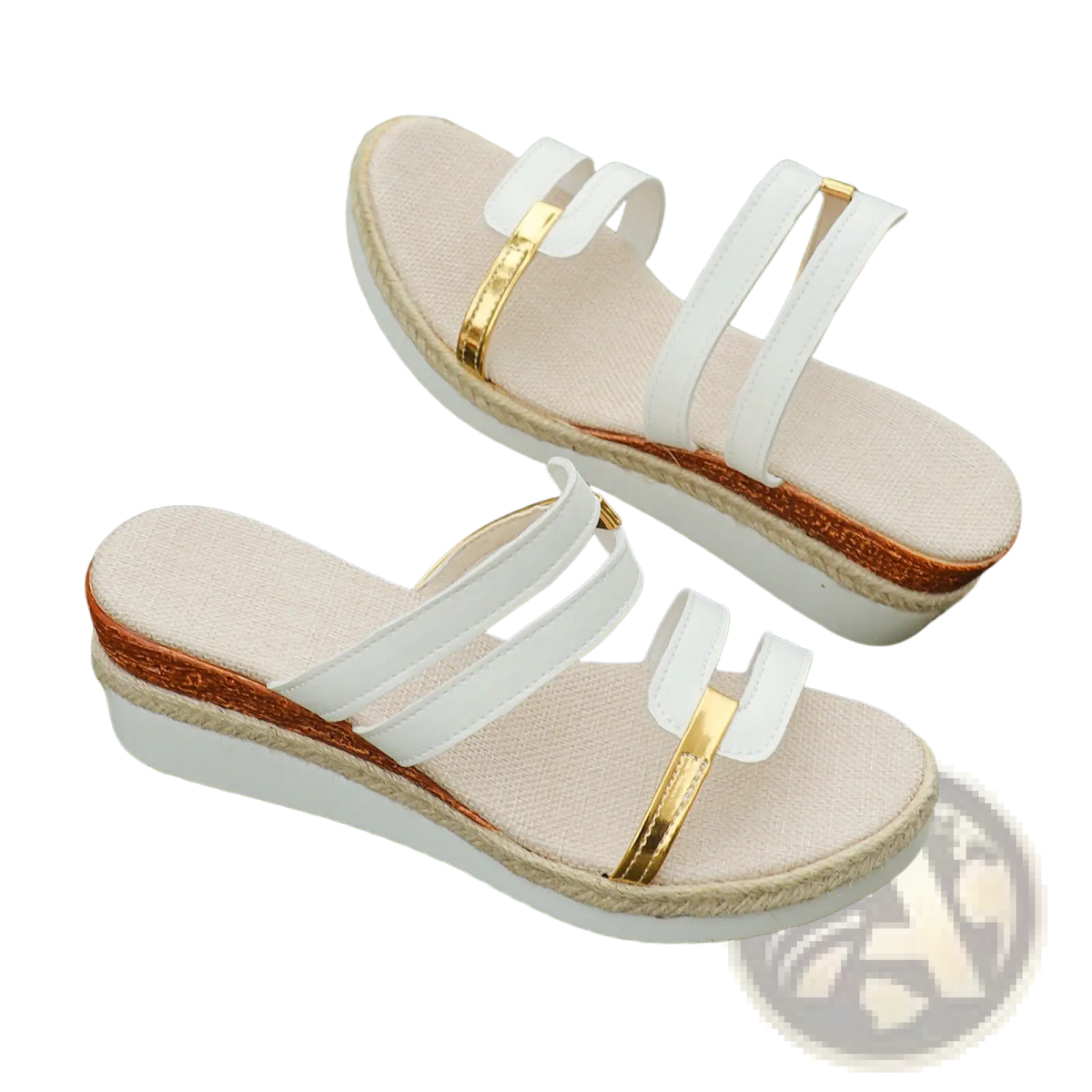 Wedge Sandals with Espadrille Heel and Metal Accents