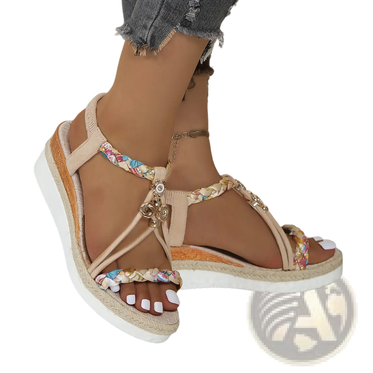 Wedge Sandals for Women Woven Espadrille Flats
