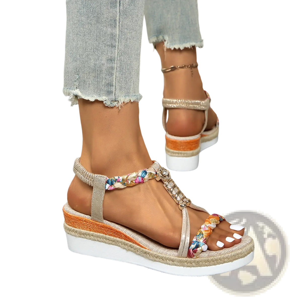 Wedge Sandals for Women Woven Espadrille Flats