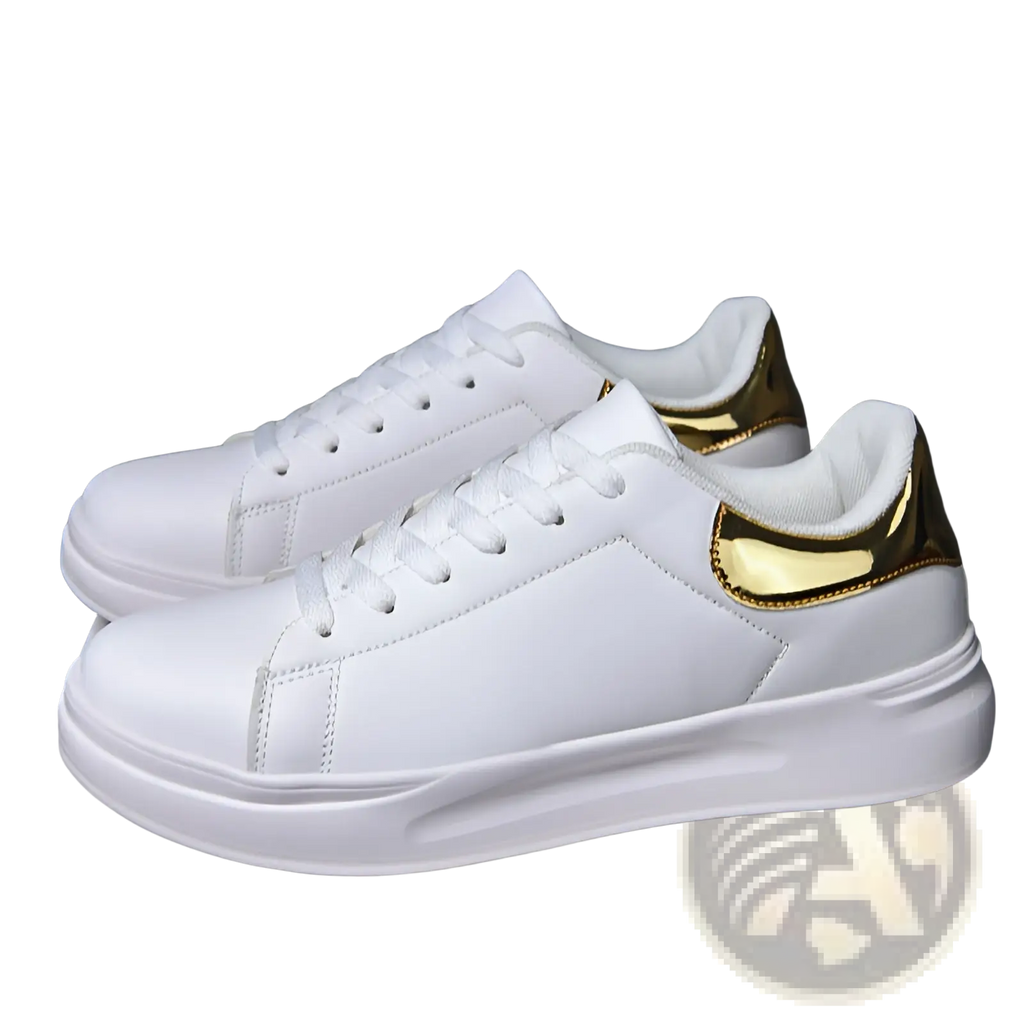White Leather Waterproof Chunky Leisure Sneakers