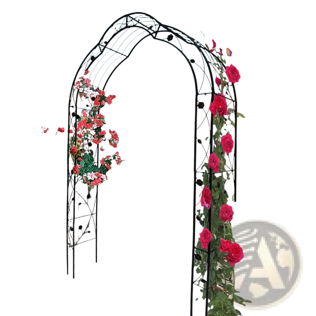 White Metal Garden Arch for Climbing Roses and Plants