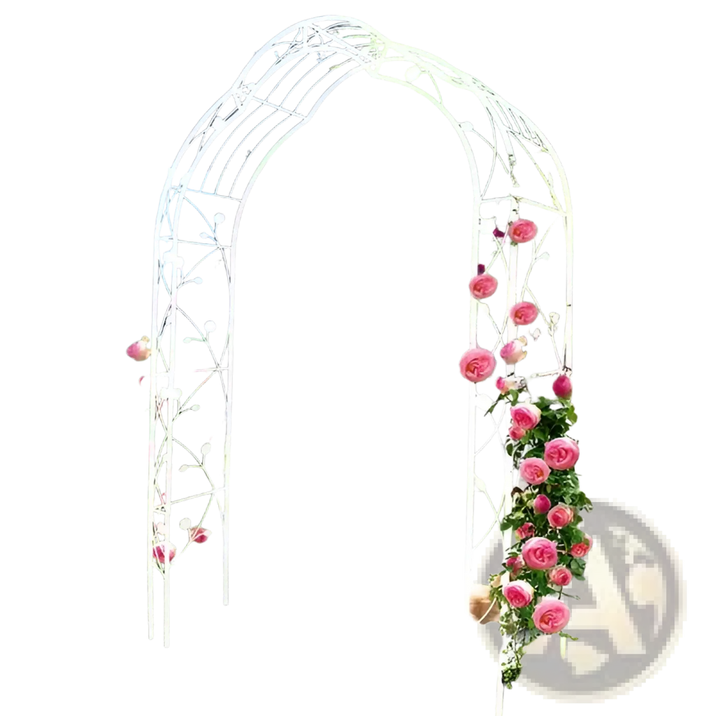 White Metal Garden Arch for Climbing Roses and Plants