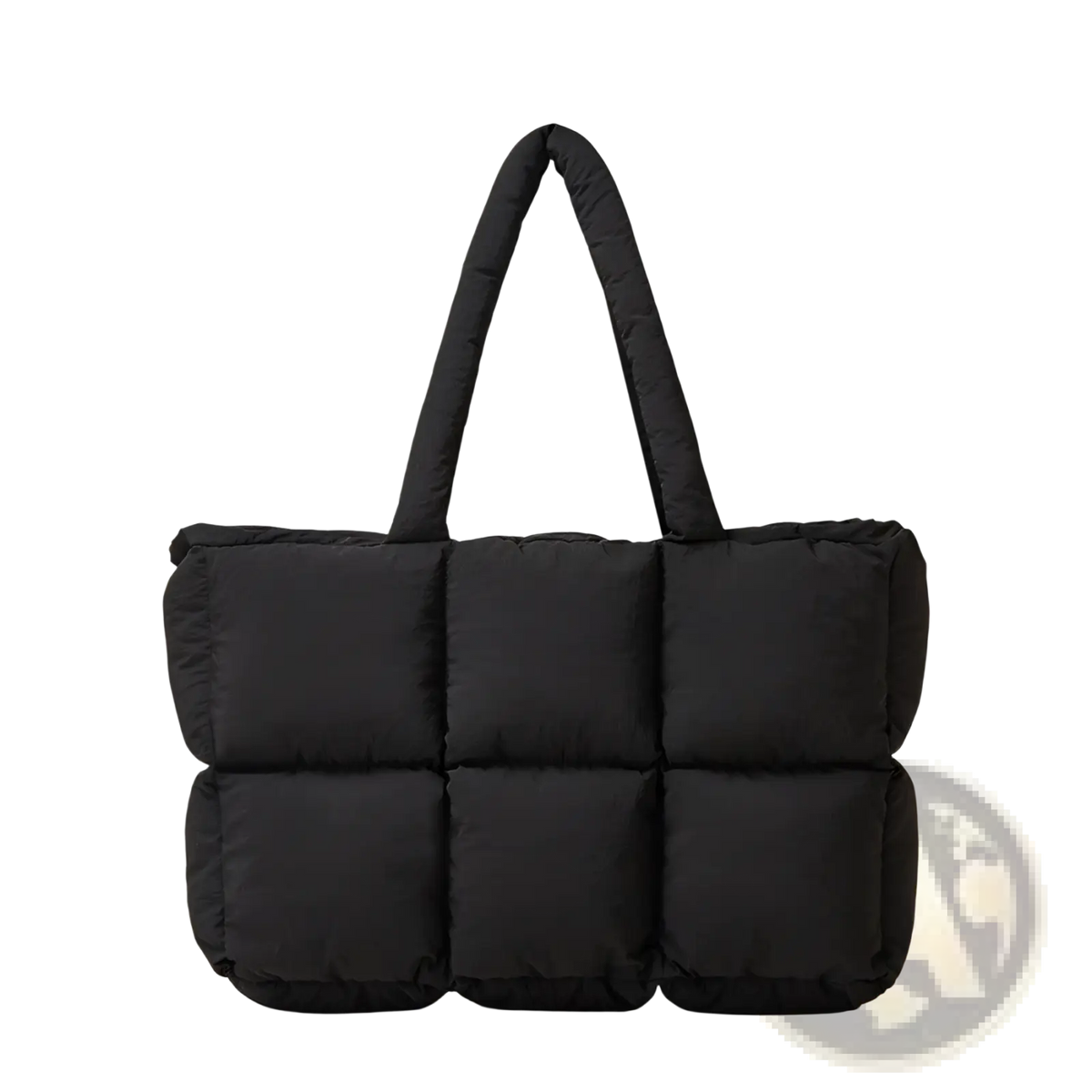 White Quilted Puffer Tote Bag Soft Cotton Handbag