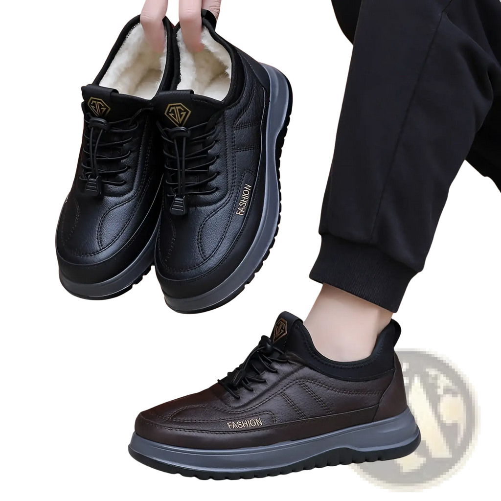 Winter Fleece Lined Leather Sneakers for Men