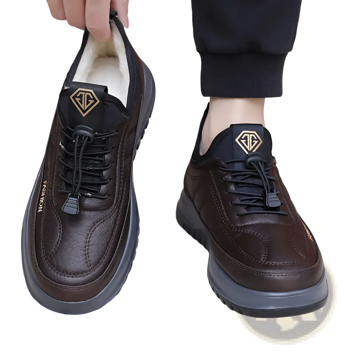 Winter Fleece Lined Leather Sneakers for Men