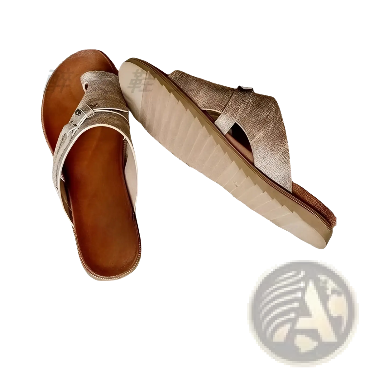 Women Leather Thong Sandals Casual Flat Platform Slides