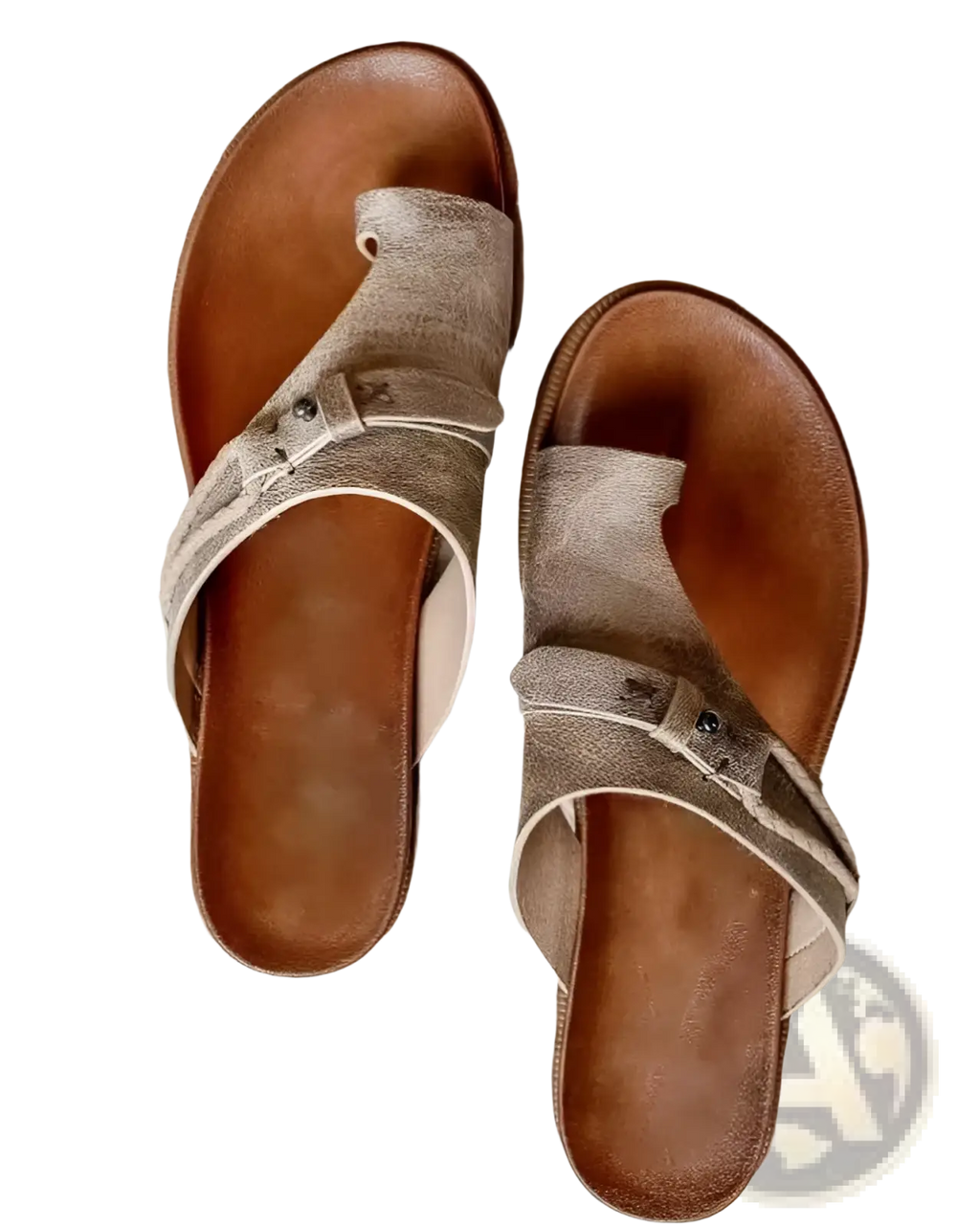 Women Leather Thong Sandals Casual Flat Platform Slides