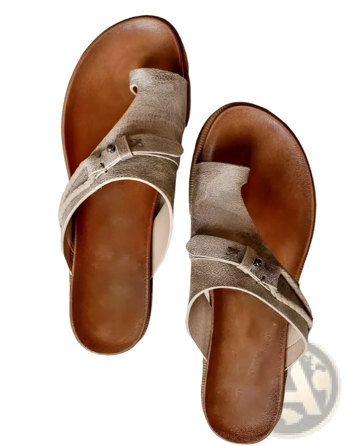 Women Leather Thong Sandals Casual Flat Platform Slides