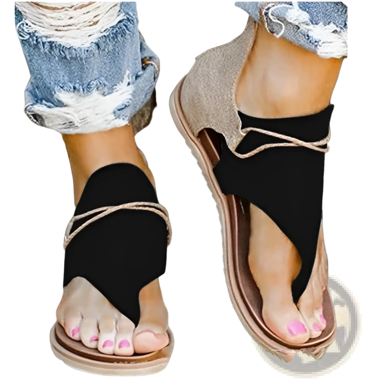Women Sandals Animal Print Flat Thong Strappy Shoes
