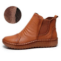 Women's Tan Leather Velvet Lined Winter Chelsea Boots