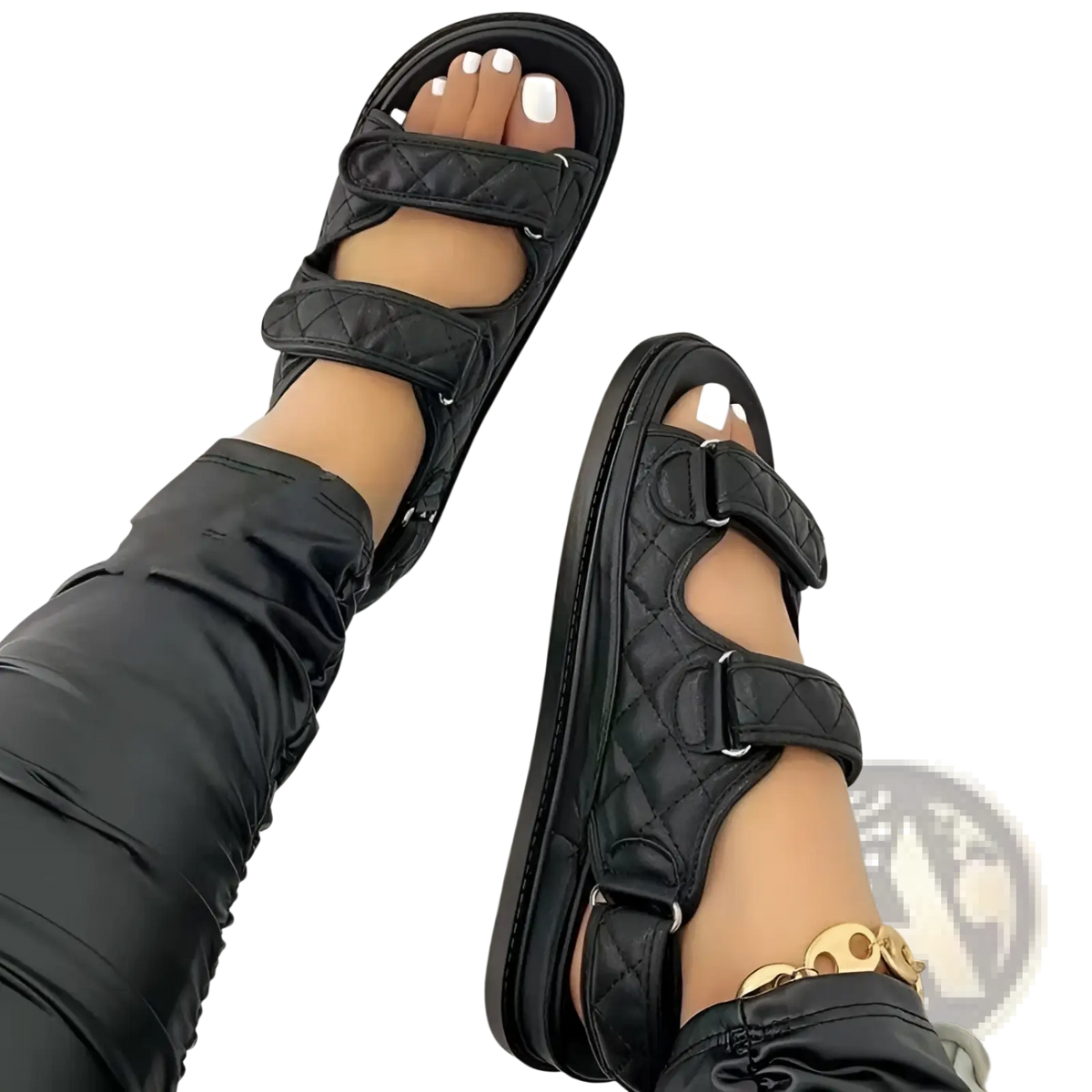 Women Velcro Quilted Platform Beach Sandals