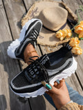 Women's Breathable Flyknit Mesh Lace-up Walking Sneakers