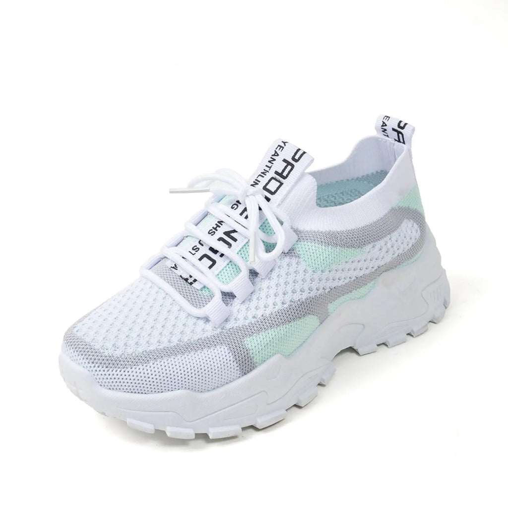 Women's Breathable Flyknit Mesh Lace-up Walking Sneakers