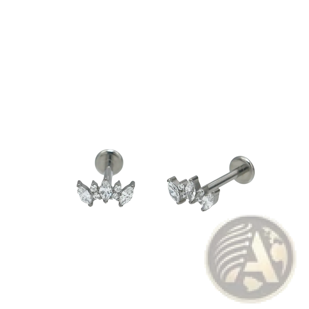 Women's Marquise Crystal Flower Stainless Steel Studs
