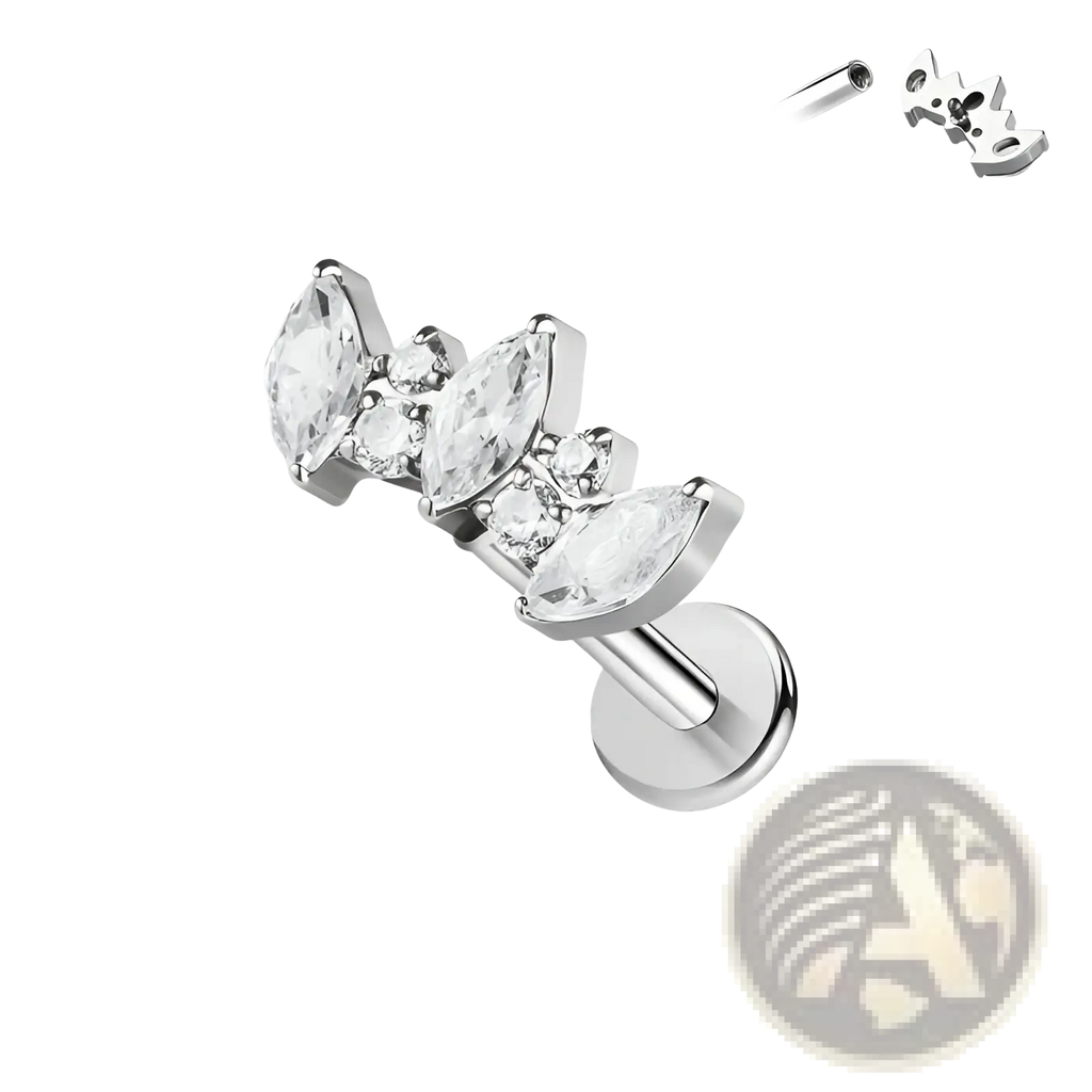 Women's Marquise Crystal Flower Stainless Steel Studs