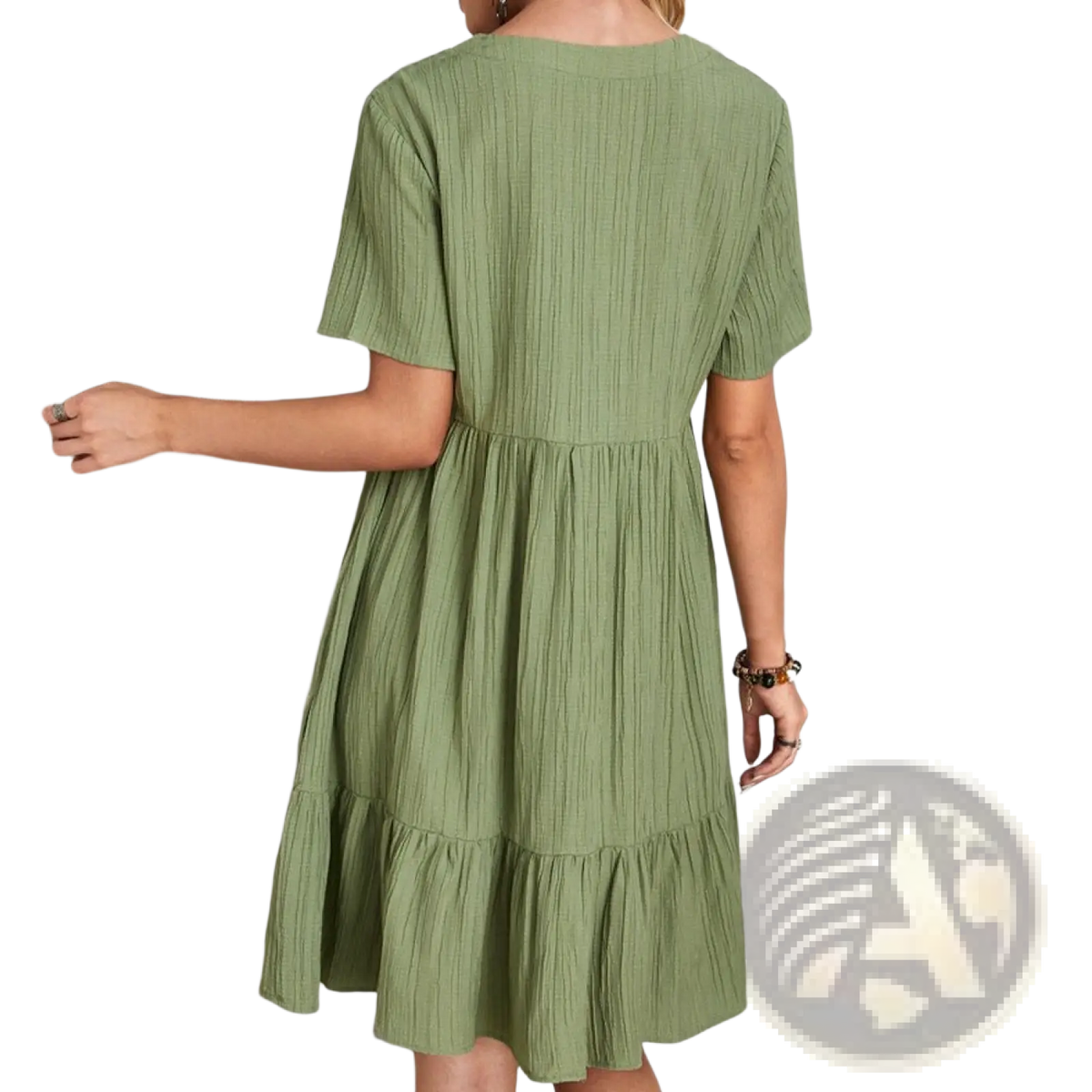 Women's V-neck Tiered Pleated Summer Dress