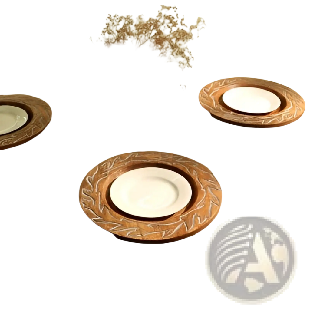 Handcrafted 13 Wood Charger Plate  Wooden Dinning Placemat Artisan Wood Tableware