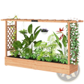 Wooden Planter Box with Trellis and Hanging Roof