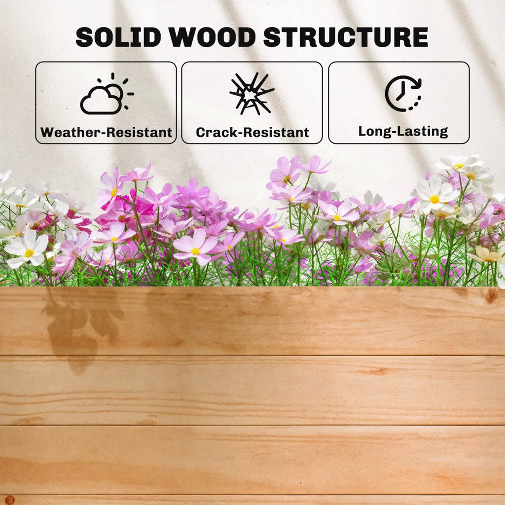 Wooden Planter Box with Trellis and Hanging Roof