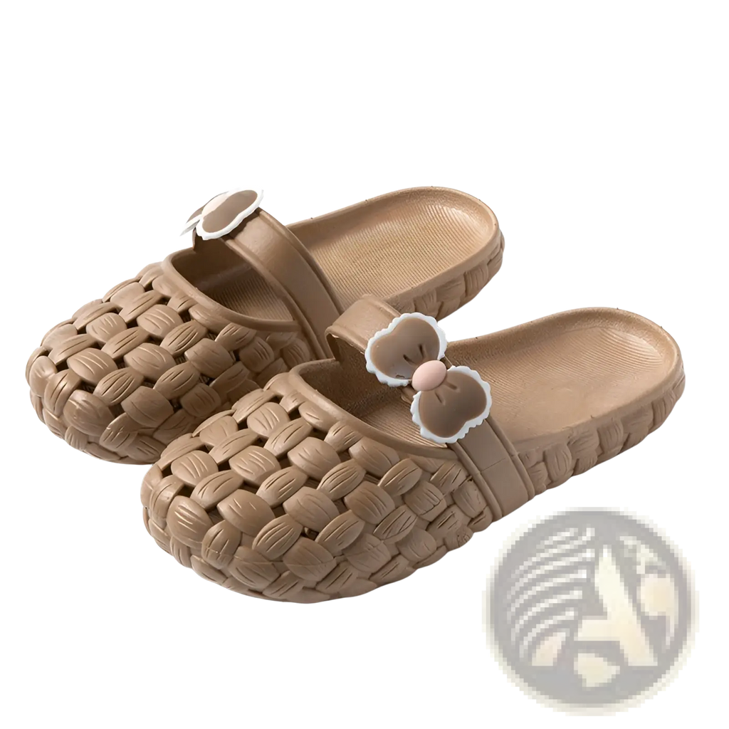 Woven Bow Slippers Summer Pvc Beach Slide Sandals