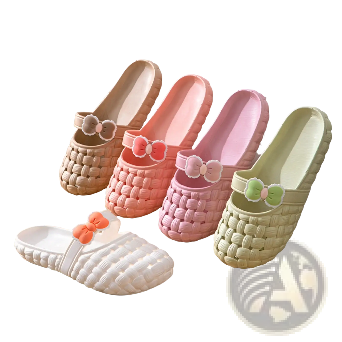 Woven Bow Slippers Summer Pvc Beach Slide Sandals