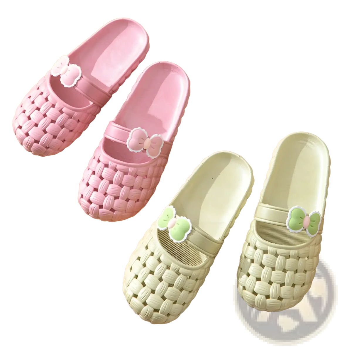 Woven Bow Slippers Summer Pvc Beach Slide Sandals