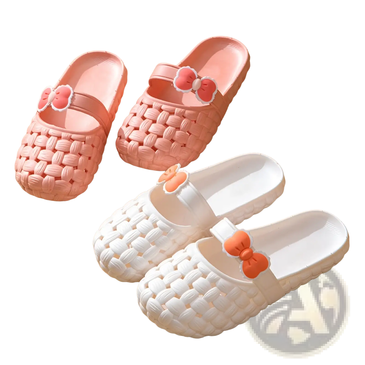 Woven Bow Slippers Summer Pvc Beach Slide Sandals