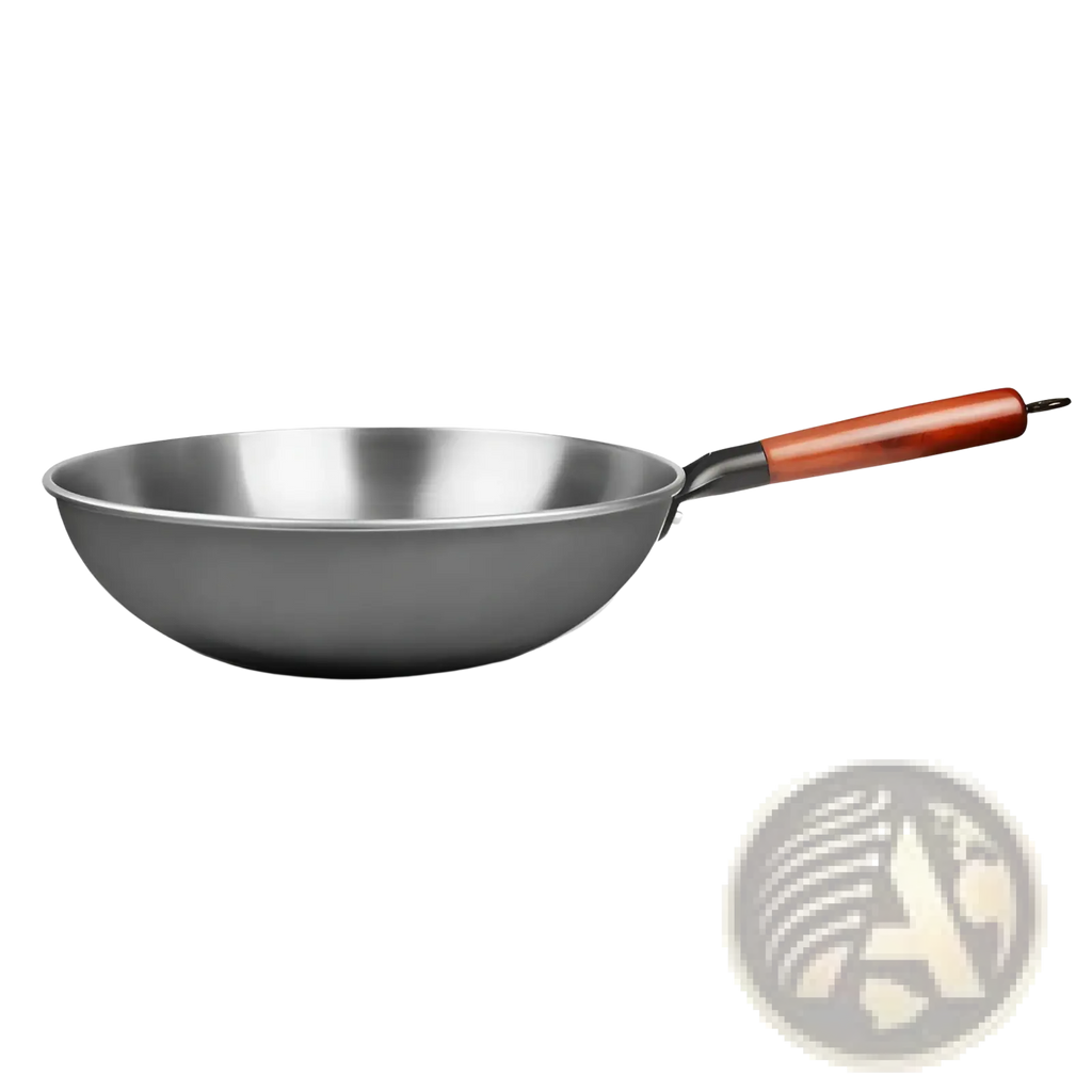 Wrought Iron Nonstick Wok with Wooden Handle