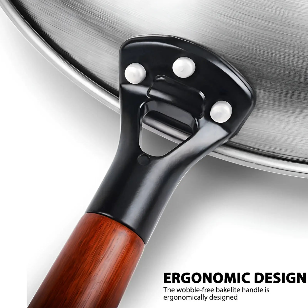 Wrought Iron Nonstick Wok with Wooden Handle