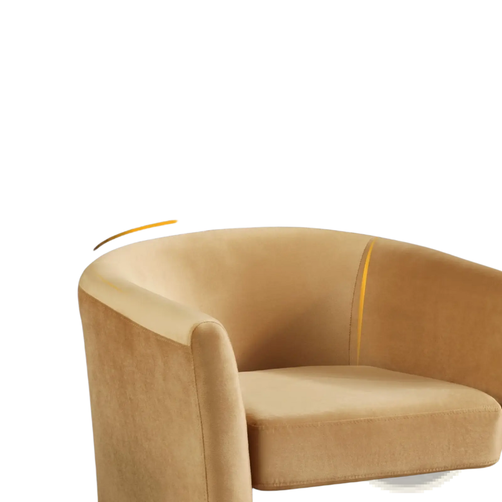 Yellow Velvet Barrel Chair and Ottoman Set